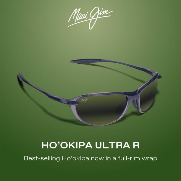 This ad is for Maui Jim's Ho'okipa Ultra R sunglasses. The ad displays the product in a studio setting with a de