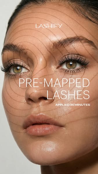This image ad showcases Lashify's pre-mapped lashes, emphasizing their ease of application and the precision they of