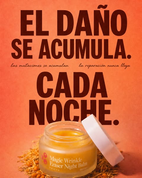 This ad highlights the brand's night balm for erasing wrinkles with the tagline: 'The damage accumulates. Every 