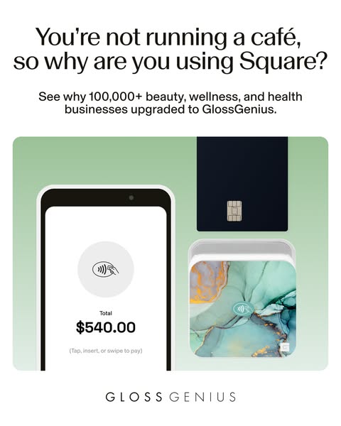 This ad for GlossGenius targets beauty, wellness, and health businesses. It suggests that if you're not running a ca