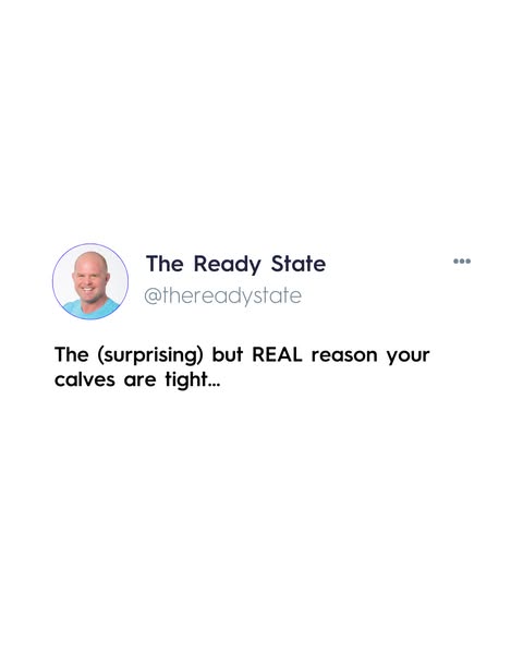 The ad appears to be a screenshot from X. The text says, "The (surprising) but REAL reason your calves are tight...