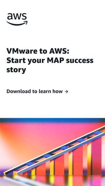 This ad promotes AWS's MAP (Migration Acceleration Program) and encourages users to download information to learn ho