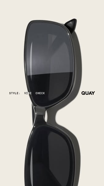 This ad features a close-up shot of Quay sunglasses, highlighting their style and design.
