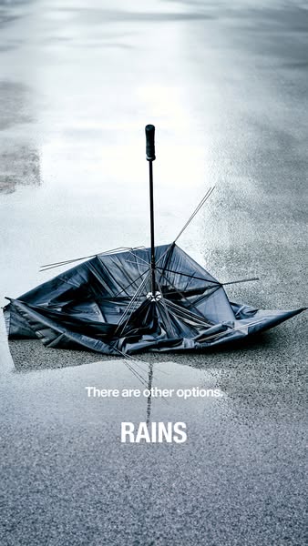 This image ad features a broken umbrella lying on wet asphalt, with the tagline, "There are other options." an