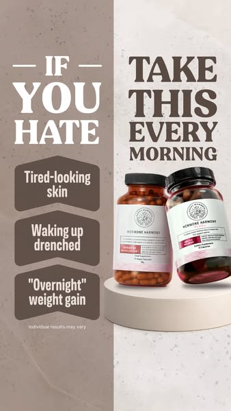 The ad presents a problem for women suffering from tired looking skin, waking up drenched, and overnight weight gain. It