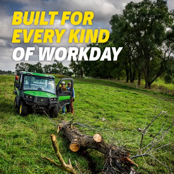 This ad showcases a utility vehicle in action, highlighting its ruggedness and suitability for various work scenarios. T