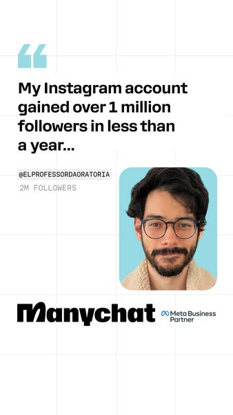 This ad uses a testimonial from a user who gained over 1 million followers in less than a year using Manychat. The ad is