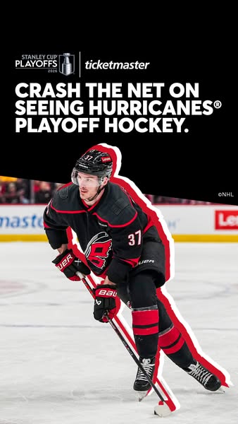 This ad for Ticketmaster uses the visual of a hockey player to encourage users to attend the Stanley Cup Playoffs for th