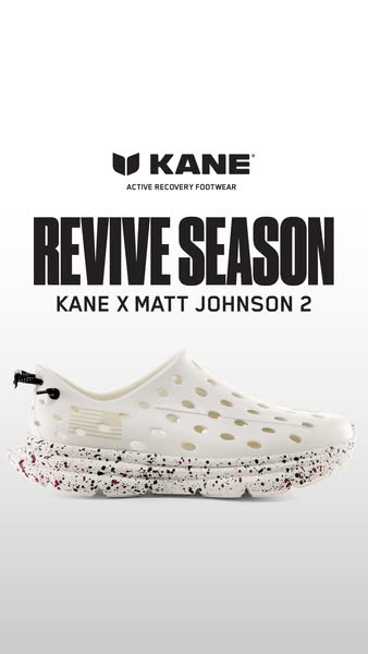 This ad showcases the Kane X Matt Johnson 2 Revive shoe in white. The ad focuses on promoting the 'Revive Season'