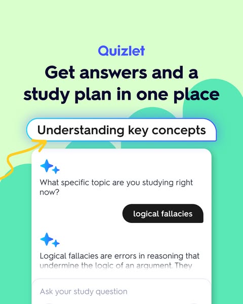 This ad for Quizlet highlights the product's ability to provide answers and a study plan in one place, addressing th