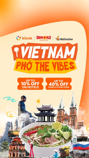 This ad promotes travel to Vietnam with special offers available for hotels, tours, and attractions booked through Klook