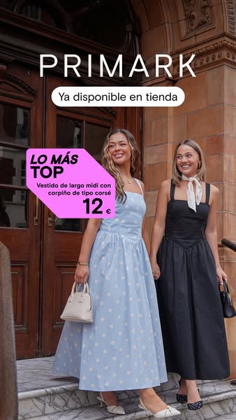 This ad features two women wearing midi dresses, highlighting Primark's affordable fashion.