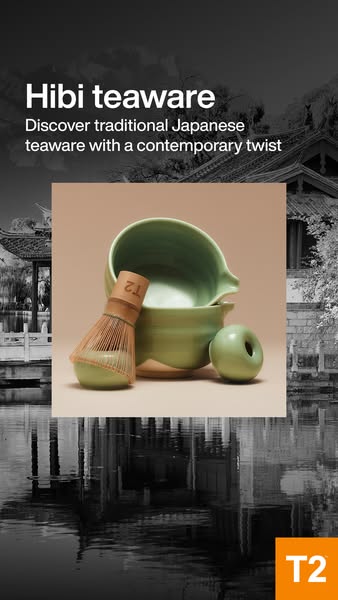 This ad features Hibi teaware, emphasizing its blend of traditional Japanese design with a contemporary twist. The ad sh