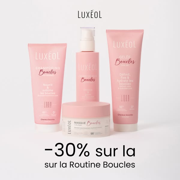 This ad by Luxéol promotes its line of hair products for curly hair. The ad features a discount on the full product line
