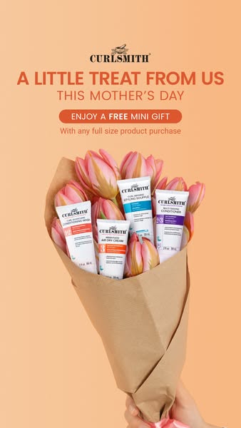 This image ad by Curlsmith promotes a Mother's Day offer. With any full-size product purchase, customers can enjoy a