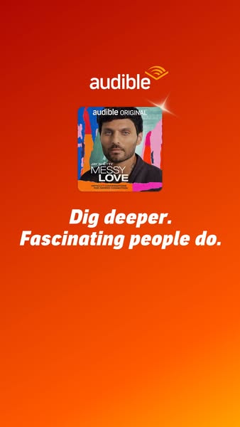 This ad is for Jay Shetty's podcast 'Messy Love' on Audible. The ad features the podcast cover and the text 
