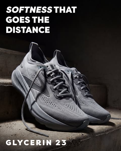 This ad for Brooks Glycerin 23 running shoes uses a close-up product shot to highlight the shoe's softness and dista