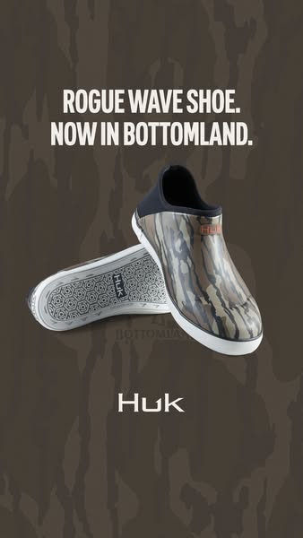 An image ad showcasing Huk's Rogue Wave shoe in a new color.
