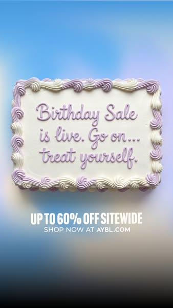This image ad features a rectangular frosted cake that advertises a sitewide sale up to 60% off.