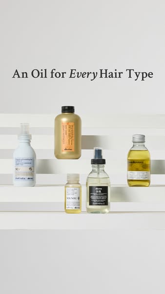 This ad features several hair oil products from the brand Davines, and indicates that there is a hair oil for every hair