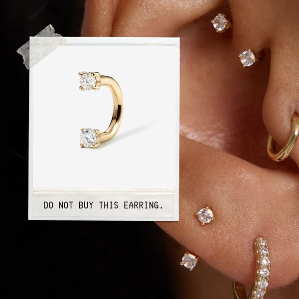 This ad features an earring being displayed next to an ear with similar jewelry. Text overlayed reads, "DO NOT BUY 