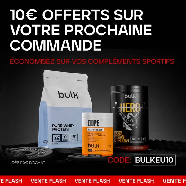 This image ad promotes Bulk supplements, offering a discount on your next order.
