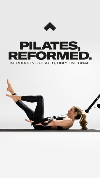 This ad announces that Pilates is now available on Tonal.