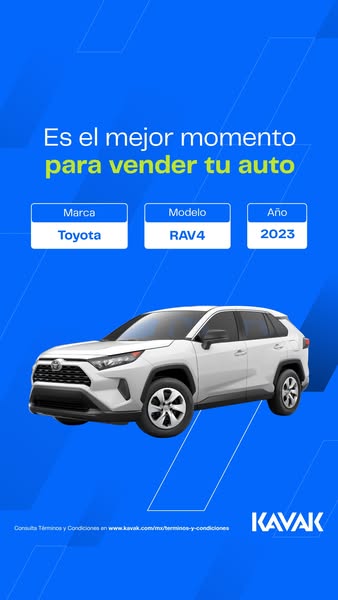 This ad promotes Kavak as the best place to sell your car. The ad emphasizes the make, model, and year of the car.