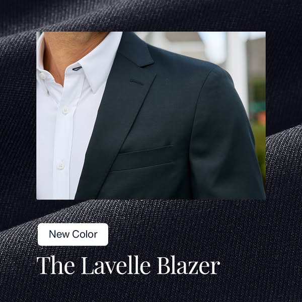 This ad features a close-up of the Lavelle Blazer, highlighting its new color. The ad uses a clean visual style and mini