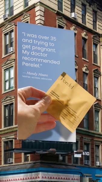 This ad features a testimonial from Mandy Moore about how Perelel's Conception Support Pack helped her get pregnant.