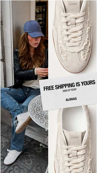 This image ad showcases Alohas shoes by combining lifestyle imagery of a person wearing the brand with a close-up of the