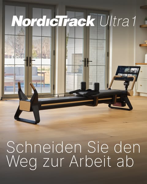 This image showcases the NordicTrack Ultra 1 rower in a home setting, emphasizing its integration into a modern living s