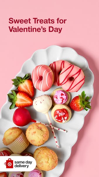 This ad showcases a variety of desserts that are available for purchase from Target. It is advertising sweet treats for 