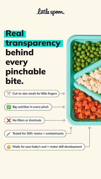 This ad for Little Spoon promotes the real transparency behind every pinchable bite. The ad highlights that their meals 