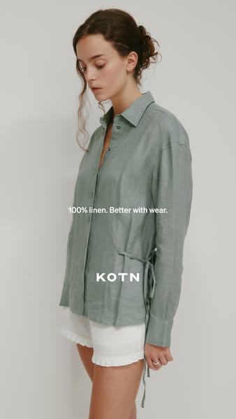 This ad showcases a linen shirt from KOTN, emphasizing the comfort and quality of the material.
