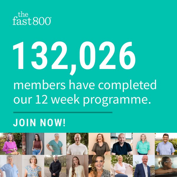 This ad is for The Fast 800, a 12-week program. It uses a large number, 132,026, to show how many members have completed
