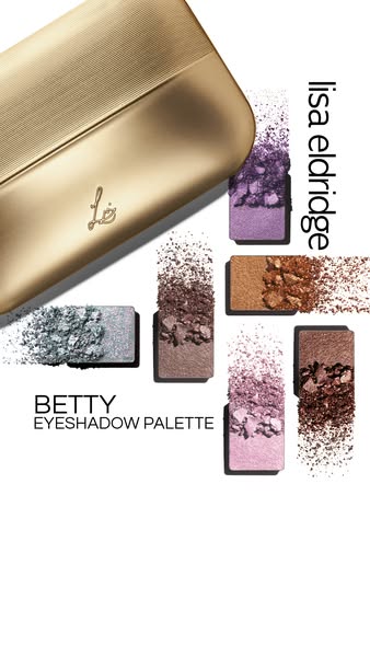 This ad showcases the Betty Eyeshadow Palette by Lisa Eldridge. It features a close-up view of the palette's packagi