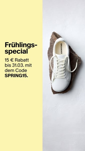 This image ad promotes GROUNDIES shoes, specifically their spring special, offering a discount until March 31st with a p