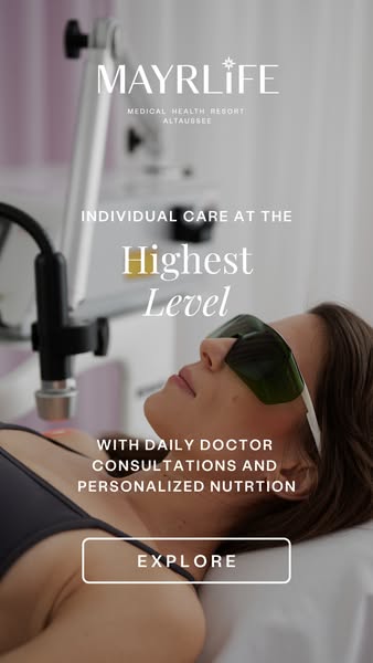 This ad for MayrLife medical resort highlights their individualized care. It focuses on the daily doctor consultations a