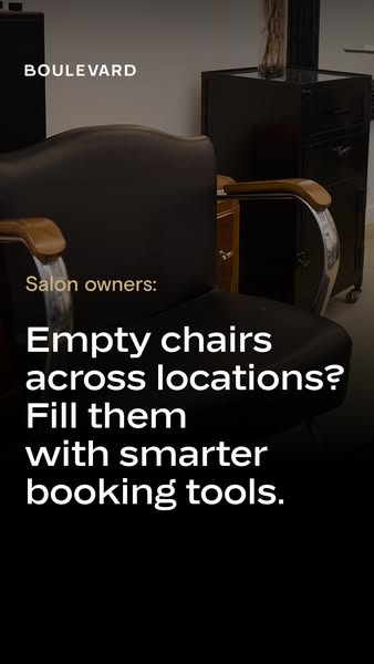 An image ad for Boulevard software that calls out the problem of empty chairs for salon owners, then offers a solution o