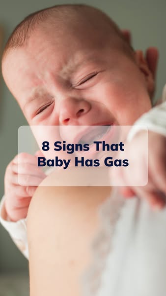 This ad uses an image of a crying baby to draw attention to a list of signs that a baby has gas.