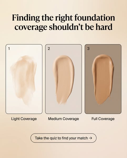 This ad is for a foundation product. It displays three blocks showing different shades of foundation and offers the user