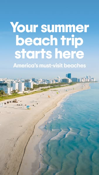 This ad showcases beaches as a possible summer travel destination.