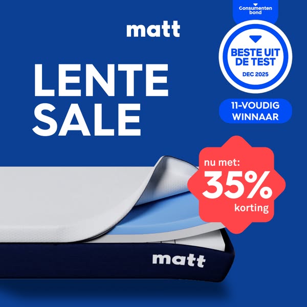 This ad for Matt features a close-up of a mattress with a white cover being partially peeled back to reveal a light blue