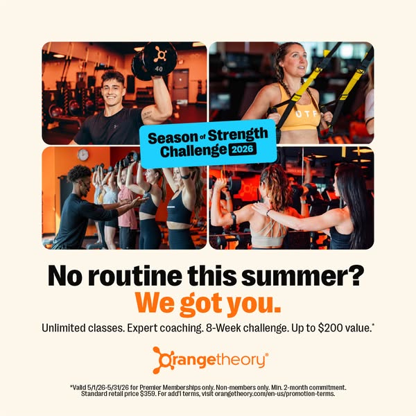 This image ad for Orangetheory Fitness promotes their "Season of Strength Challenge 2026" with the goal of att