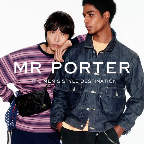 This Meta image ad showcases MR PORTER as the premier men's style destination. It features a lifestyle shot of two m