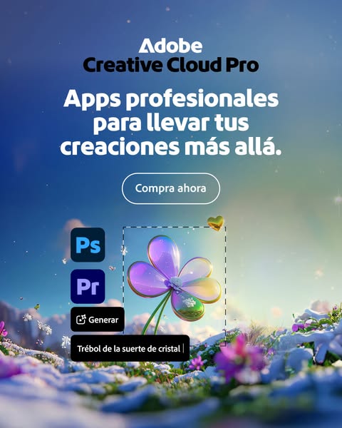 This ad showcases the Adobe Creative Cloud Pro, a suite of apps designed for professionals to take their creations furth