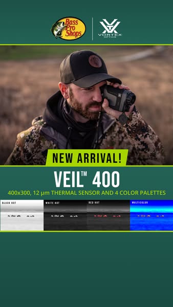 An ad for the VEIL™ 400 thermal sensor that highlights key features and demonstrates the color palette options.