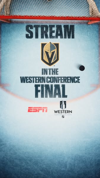 This ad promotes streaming the Western Conference Final hockey game featuring the Vegas Golden Knights on ESPN and Weste