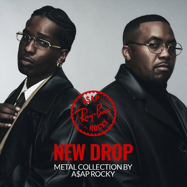 This image ad features A$AP Rocky and another man wearing glasses from the Ray-Ban x A$AP Rocky collection. The ad annou